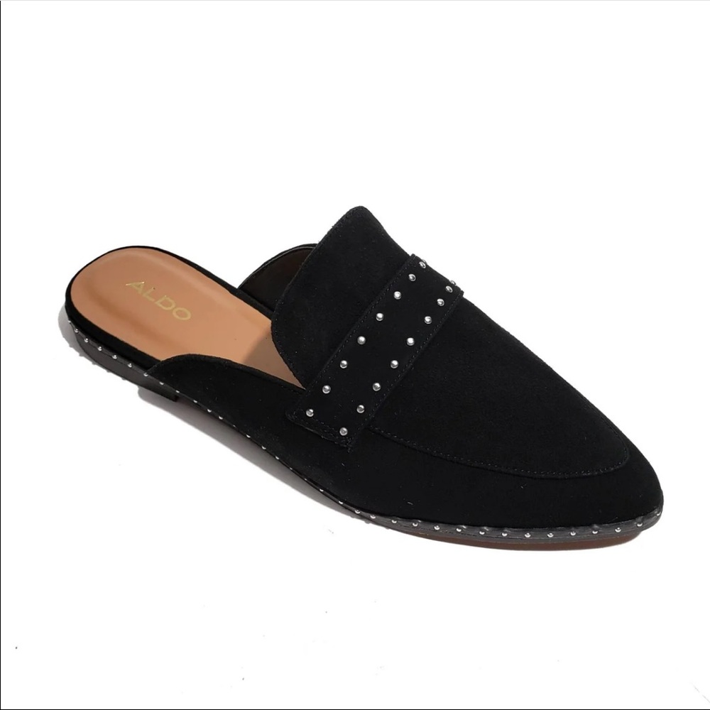 Aldo Black Studded Keeper Mule Shoes